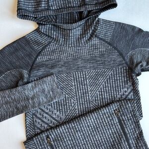 Lululemon Black Gray Striped Lightweight Hoodie Pullover Performance Run Women 4
